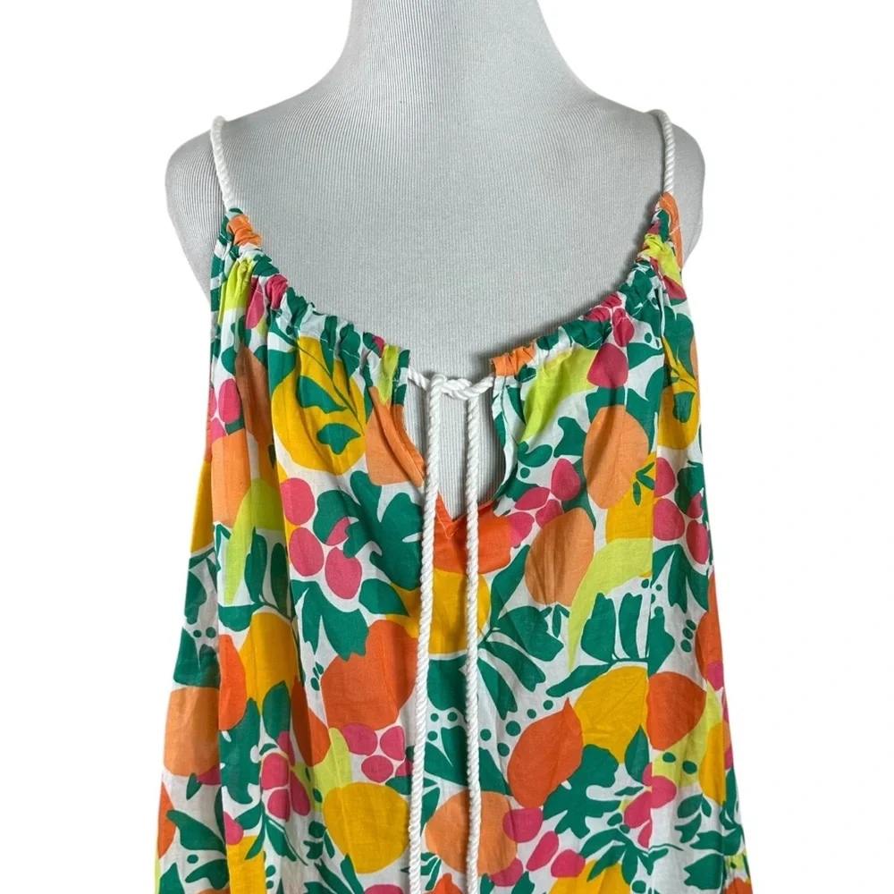 J.Crew Rope Tie Mini Cover Up Mini Dress Rainbow Fruit Size XL NWT Swim Summer